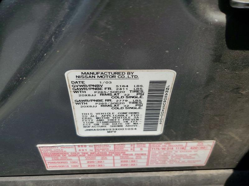 Продажа на аукционе авто 2003 Infiniti Fx35, vin: JNRAS08U23X001054, номер лота: 59880256