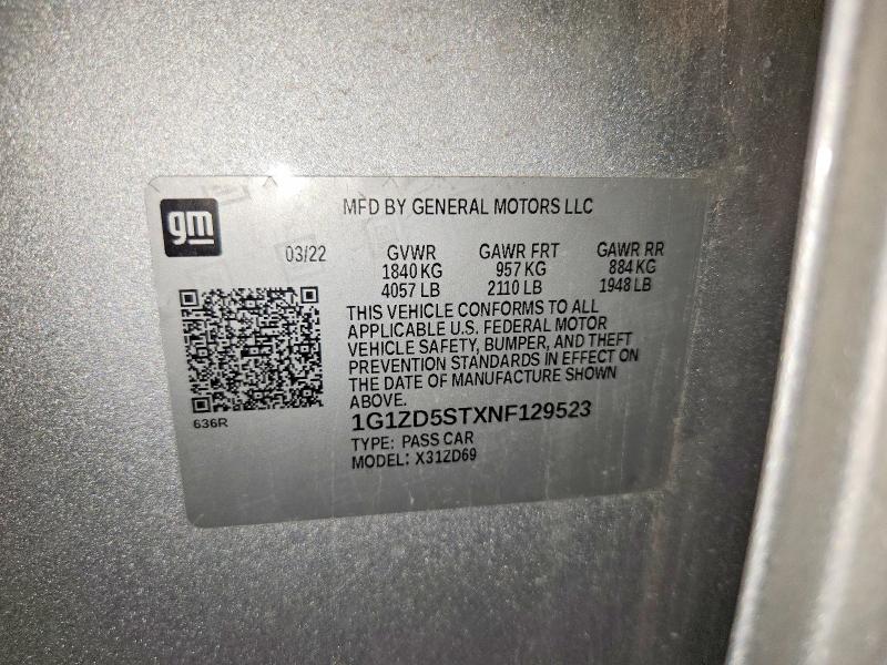 59883526 :رقم المزاد ، 1G1ZD5STXNF129523 vin ، 2022 Chevrolet Malibu مزاد بيع