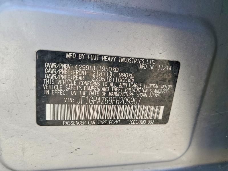 Aukcja sprzedaży 2015 Subaru Impreza, vin: JF1GPAZ69FH209907, numer aukcji: 58790296