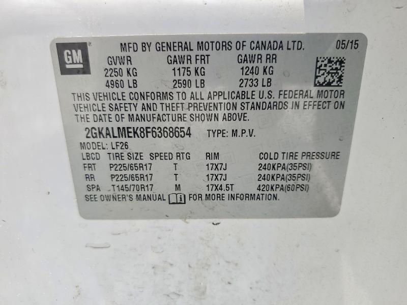 Продажа на аукционе авто 2015 Gmc Terrain, vin: 2GKALMEK8F6368654, номер лота: 59260986