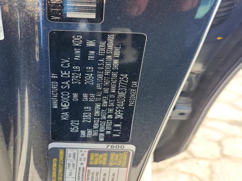 61403766 :رقم المزاد ، 3KPF24AD3ME377254 vin ، 2021 Kia Forte مزاد بيع