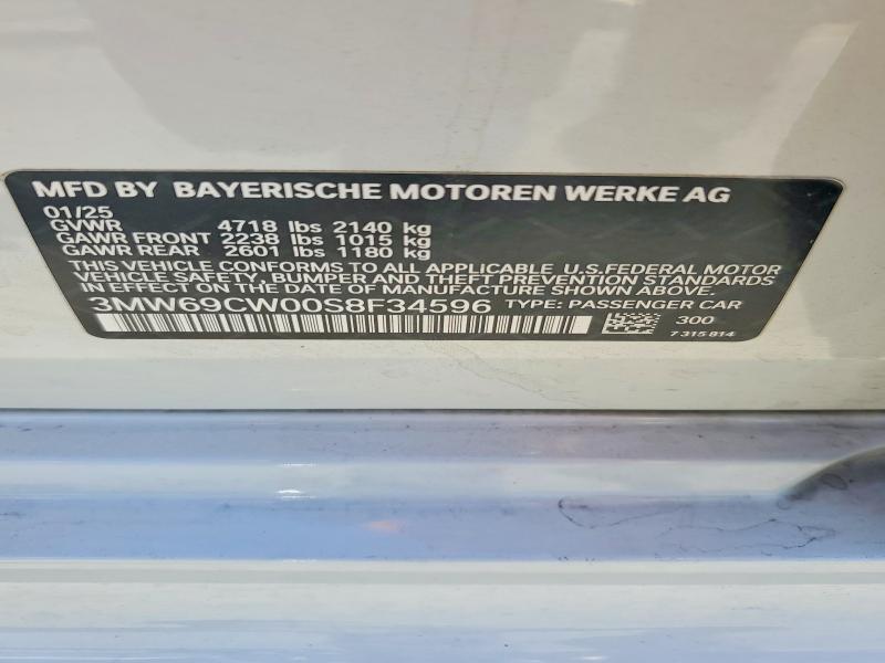 Aukcja sprzedaży 2025 Bmw 330i, vin: 3MW69CW00S8F34596, numer aukcji: 61983446