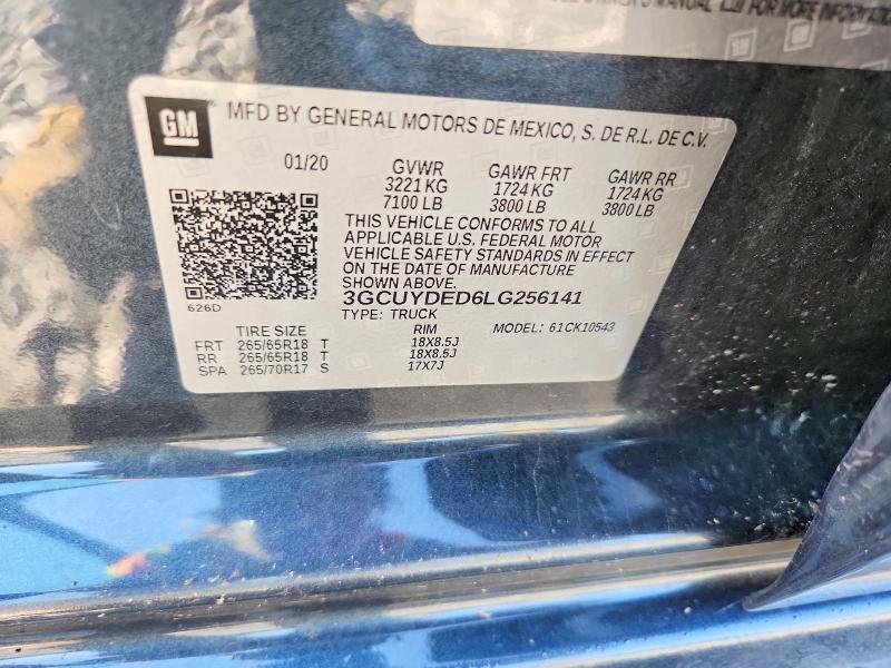 Продаж на аукціоні авто 2020 Chevrolet Silverado, vin: 3GCUYDED6LG256141, номер лоту: 60801646