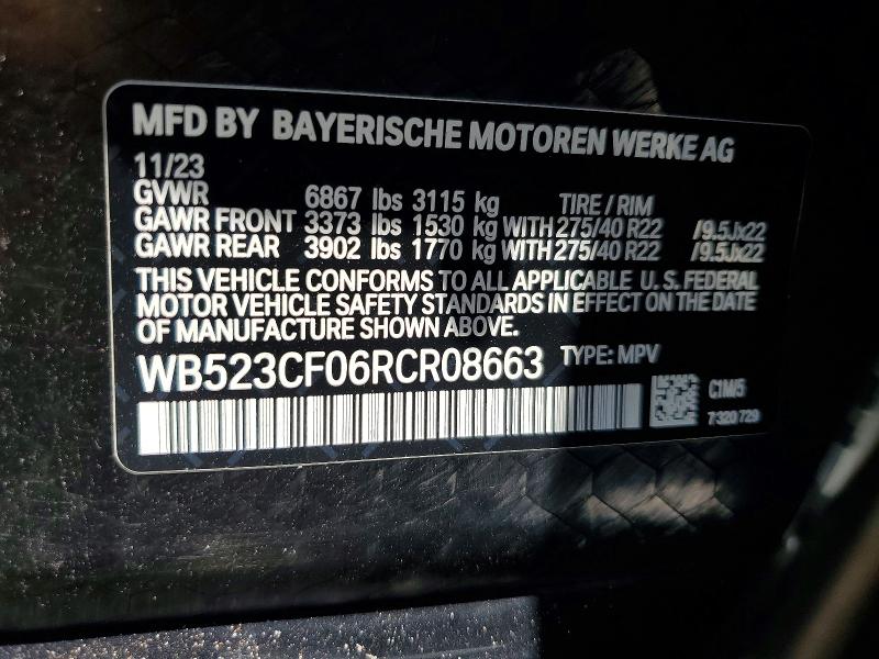 Aukcja sprzedaży 2024 Bmw Ix, vin: WB523CF06RCR08663, numer aukcji: 62034796