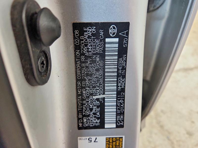 62516046 :رقم المزاد ، JTDKB20U483385185 vin ، 2008 Toyota Prius مزاد بيع