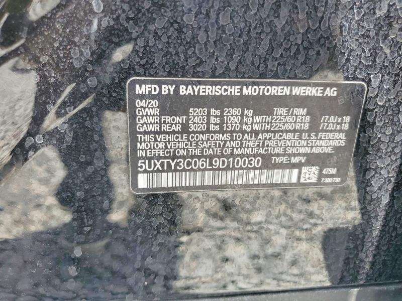 Aukcja sprzedaży 2020 Bmw X3, vin: 5UXTY3C06L9D10030, numer aukcji: 61017606