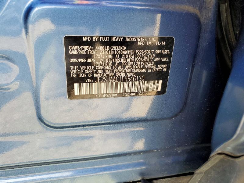 2015 Subaru Forester მანქანა იყიდება აუქციონზე, vin: JF2SJAAC1FH546130, აუქციონის ნომერი: 59836036