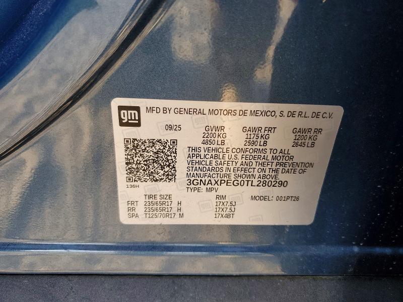 Продаж на аукціоні авто 2026 Chevrolet Equinox, vin: 3GNAXPEG0TL280290, номер лоту: 59290926