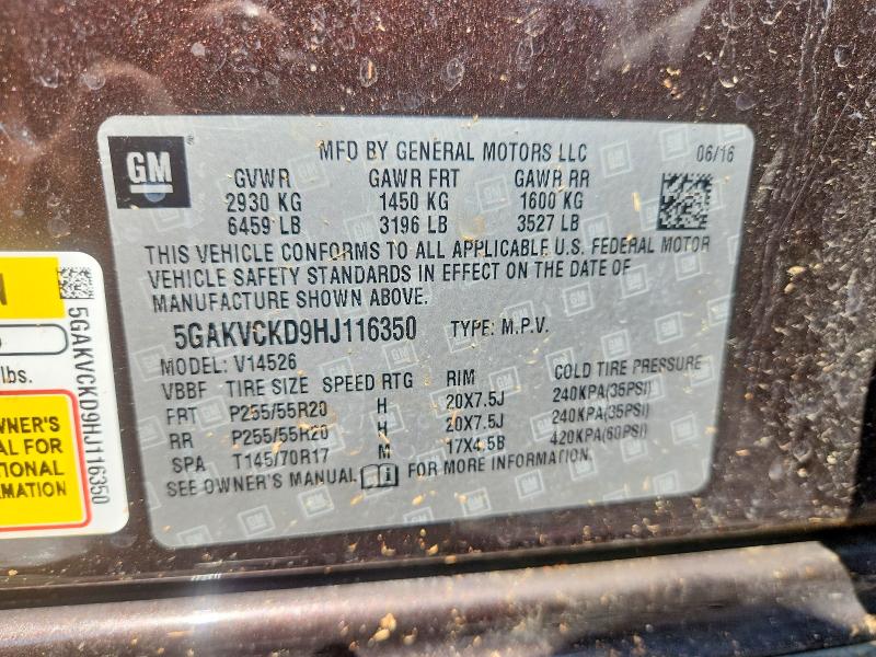 Продажа на аукционе авто 2017 Buick Enclave, vin: 5GAKVCKD9HJ116350, номер лота: 58598686