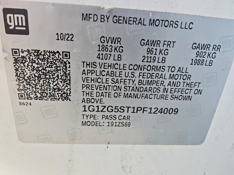 Aukcja sprzedaży 2023 Chevrolet Malibu, vin: 1G1ZG5ST1PF124009, numer aukcji: 61049206