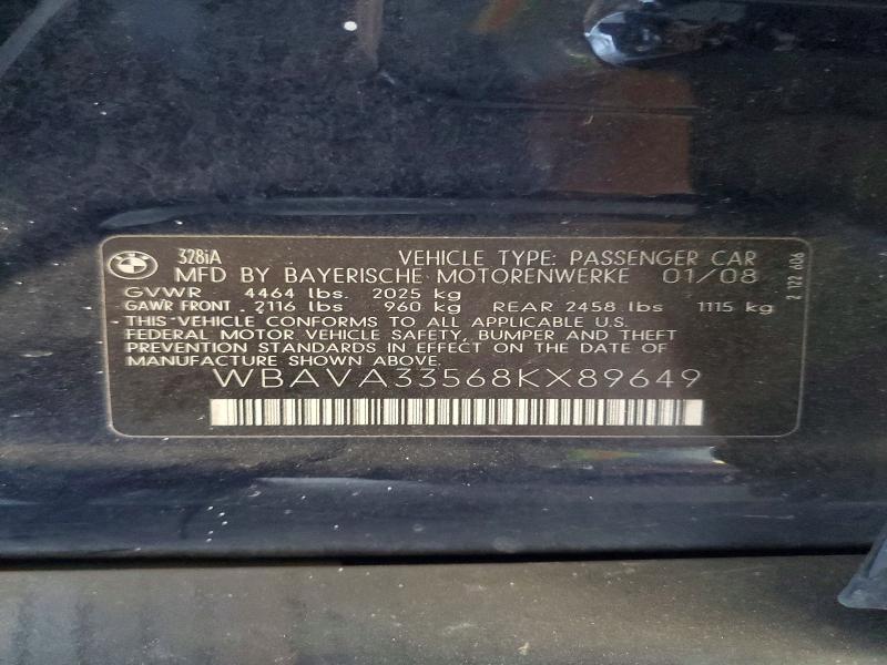 Продажа на аукционе авто 2008 Bmw 328, vin: WBAVA33568KX89649, номер лота: 59841456