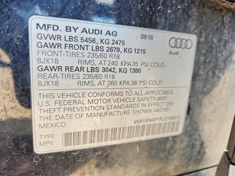 Продаж на аукціоні авто 2018 Audi Q5, vin: WA1BNAFYXJ2199510, номер лоту: 58632956