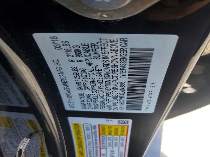 Продажа на аукционе авто 2018 Honda Accord, vin: 1HGCV1F30JA142495, номер лота: 60521546