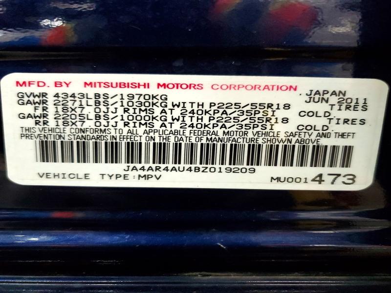 Aukcja sprzedaży 2011 Mitsubishi Outlander Sport, vin: JA4AR4AU4BZ019209, numer aukcji: 62131026