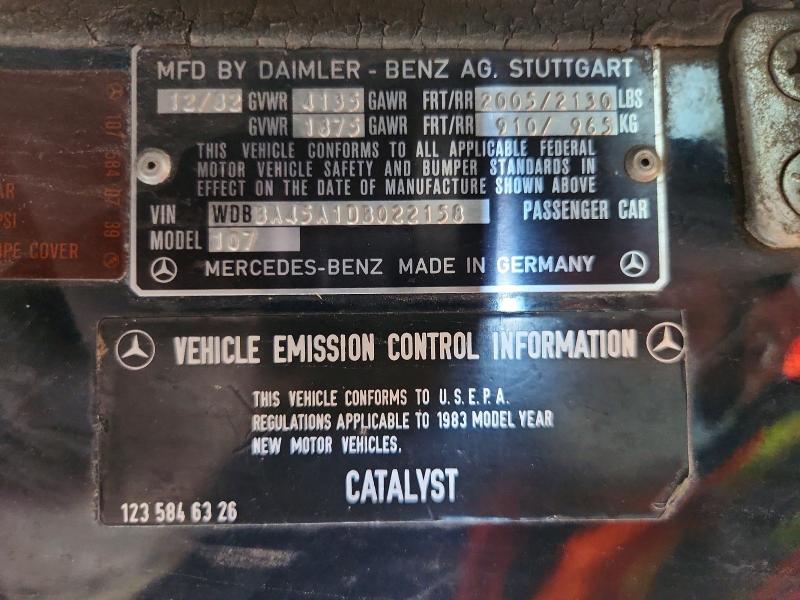 Aukcja sprzedaży 1983 Mercedes-benz 380, vin: WDBBA45A1DB022158, numer aukcji: 61977256