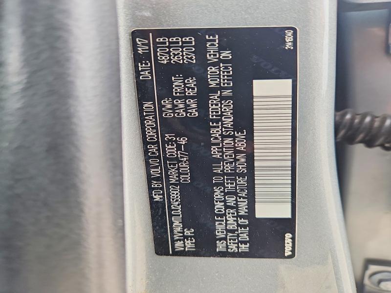 Продаж на аукціоні авто 2018 Volvo S60, vin: YV140MTL0J2459902, номер лоту: 62510146