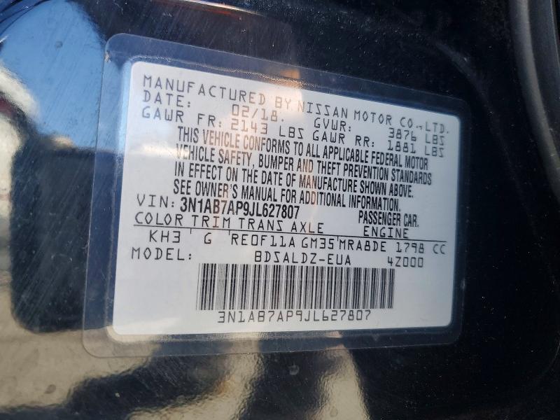 Aukcja sprzedaży 2018 Nissan Sentra, vin: 3N1AB7AP9JL627807, numer aukcji: 60043346