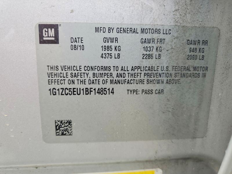 2011 Chevrolet Malibu მანქანა იყიდება აუქციონზე, vin: 1G1ZC5EU1BF148514, აუქციონის ნომერი: 61676766