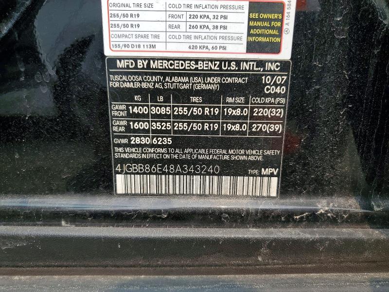 Продаж на аукціоні авто 2008 Mercedes-benz Ml, vin: 4JGBB86E48A343240, номер лоту: 61577886