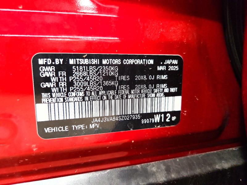 Продажа на аукционе авто 2025 Mitsubishi Outlander, vin: JA4J3VA84SZ027935, номер лота: 59855076