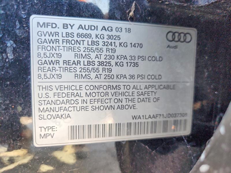 Aukcja sprzedaży 2018 Audi Q7, vin: WA1LAAF71JD037308, numer aukcji: 61779246