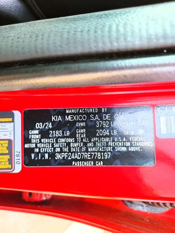 Продажа на аукционе авто 2024 Kia Forte, vin: 3KPF24AD7RE778197, номер лота: 62592756