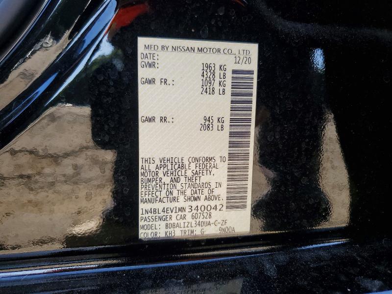 Продажа на аукционе авто 2021 Nissan Altima, vin: 1N4BL4EV1MN340042, номер лота: 61001606