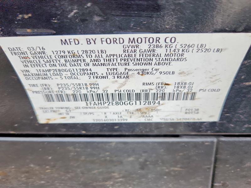 Aukcja sprzedaży 2016 Ford Taurus, vin: 1FAHP2E80GG112894, numer aukcji: 61890146