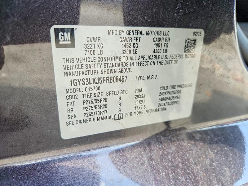 61481806 :رقم المزاد ، 1GYS3LKJ5FR608487 vin ، 2015 Cadillac Escalade مزاد بيع