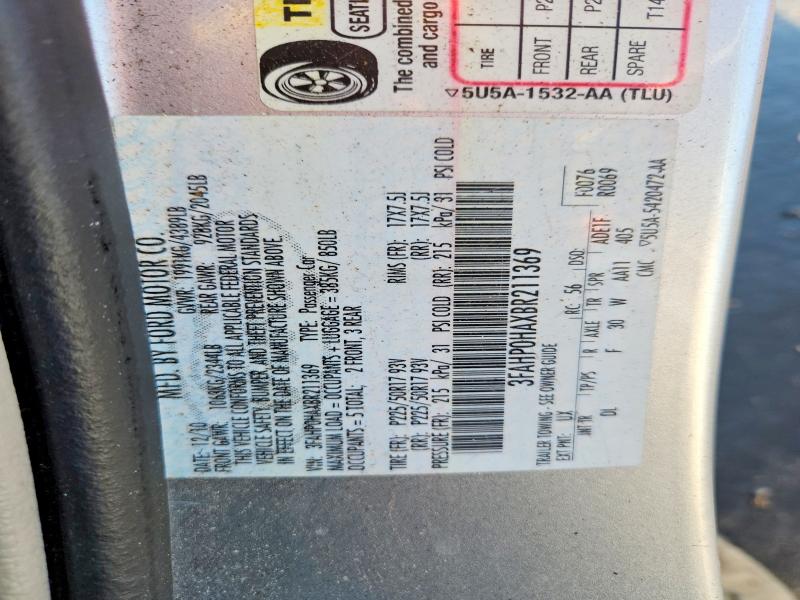 2011 Ford Fusion მანქანა იყიდება აუქციონზე, vin: 3FAHP0HAXBR211369, აუქციონის ნომერი: 60501156