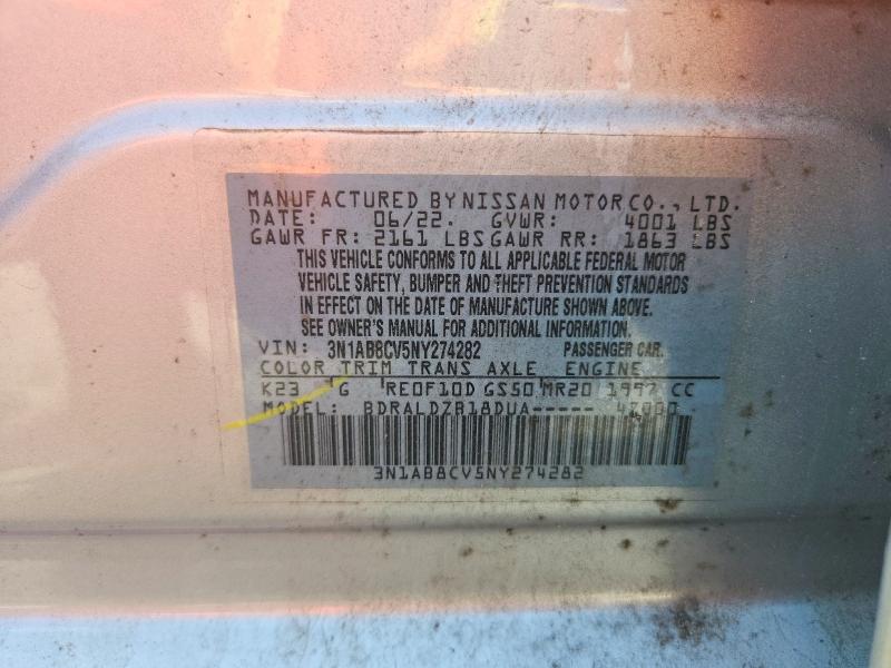 2022 Nissan Sentra მანქანა იყიდება აუქციონზე, vin: 3N1AB8CV5NY274282, აუქციონის ნომერი: 62231316