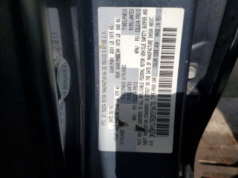 Aukcja sprzedaży 2016 Mazda 3, vin: 3MZBM1U76GM315478, numer aukcji: 59697756