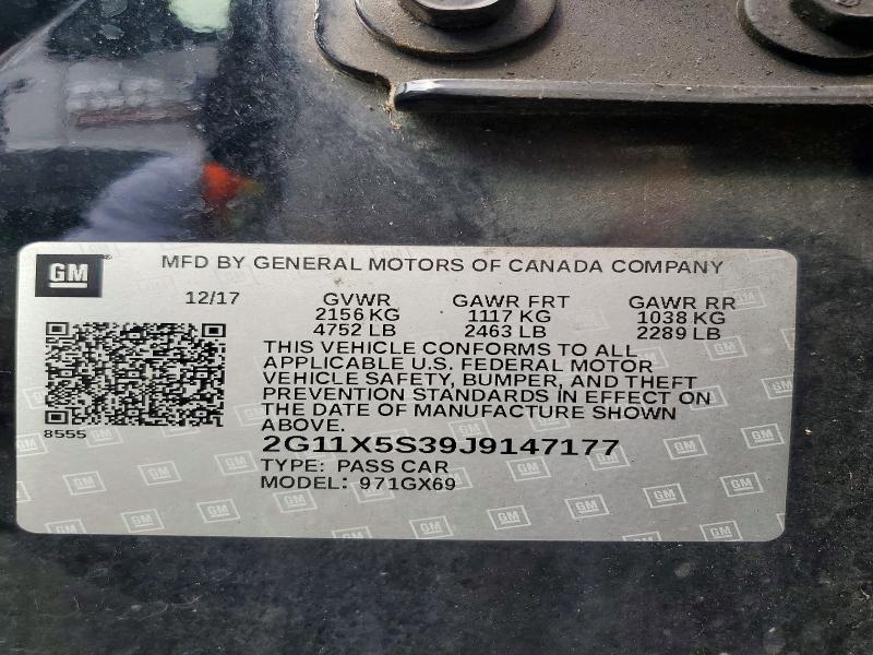 2018 Chevrolet Impala მანქანა იყიდება აუქციონზე, vin: 2G11X5S39J9147177, აუქციონის ნომერი: 58757926