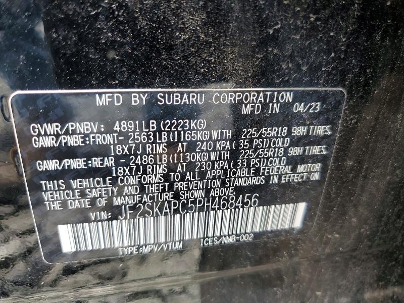 61900216 :رقم المزاد ، JF2SKAPC5PH468456 vin ، 2023 Subaru Forester مزاد بيع