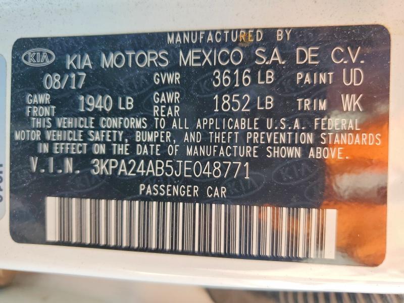 Продаж на аукціоні авто 2018 Kia Rio, vin: 3KPA24AB5JE048771, номер лоту: 62290536