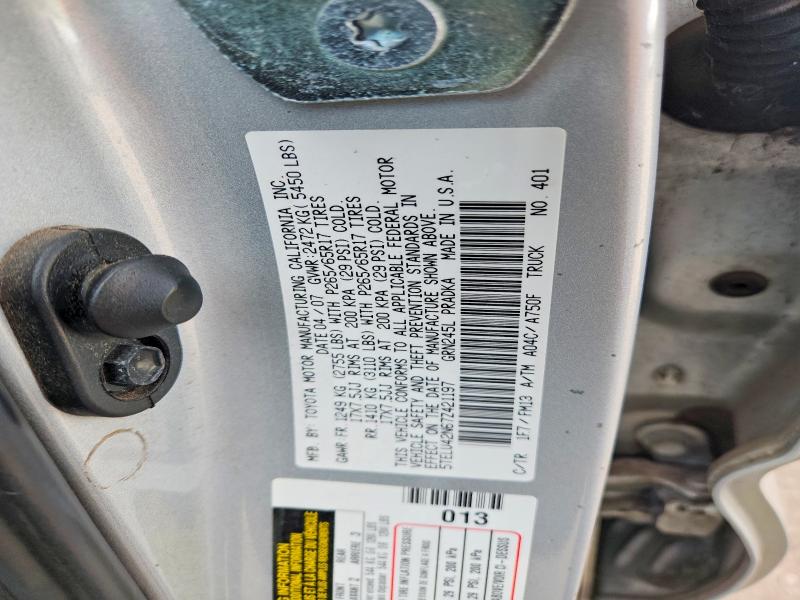 Продаж на аукціоні авто 2007 Toyota Tacoma, vin: 5TELU42N67Z421197, номер лоту: 60719396