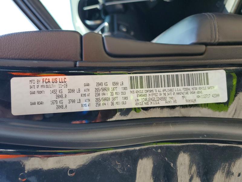 Продаж на аукціоні авто 2020 Jeep Grand Cherokee, vin: 1C4RJEAG2LC245592, номер лоту: 62798406