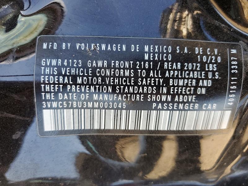 59357596 :رقم المزاد ، 3VWC57BU3MM003045 vin ، 2021 Volkswagen Jetta مزاد بيع
