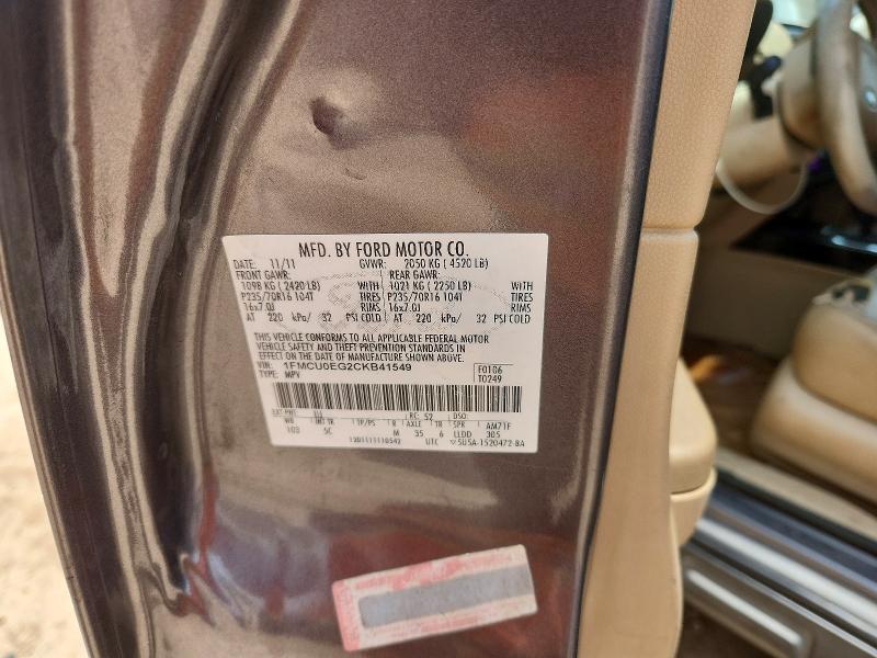 61214636 :رقم المزاد ، 1FMCU0EG2CKB41549 vin ، 2012 Ford Escape مزاد بيع