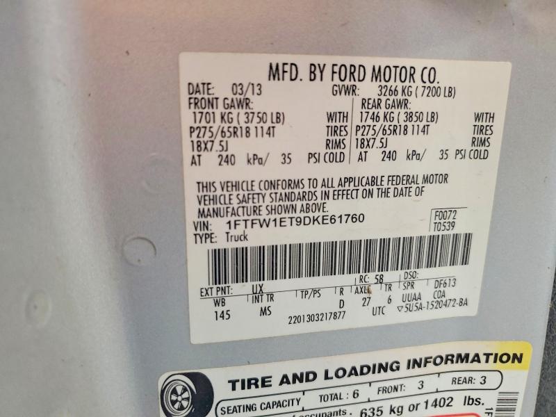 Продаж на аукціоні авто 2013 Ford F150, vin: 1FTFW1ET9DKE61760, номер лоту: 60422286