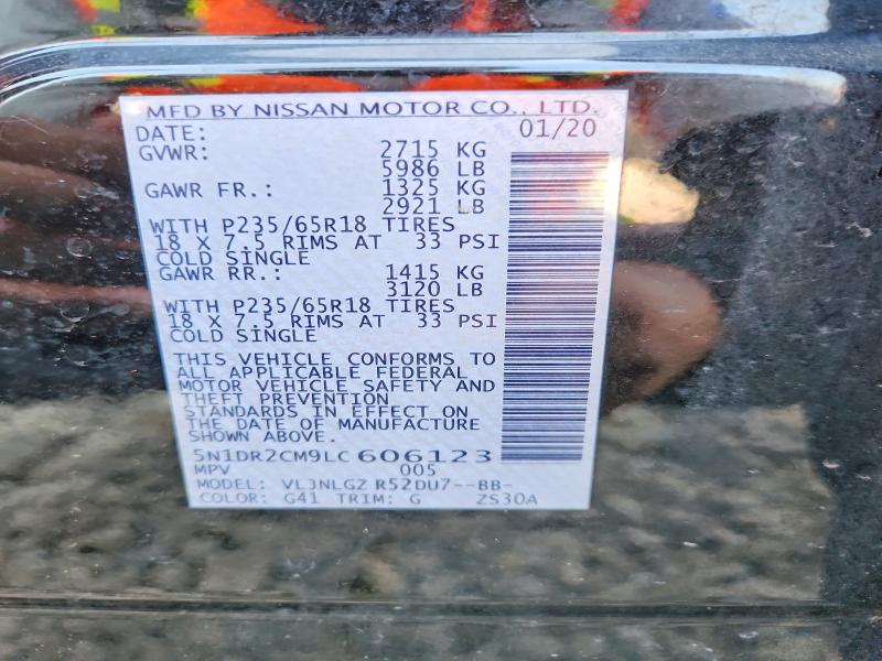 2020 Nissan Pathfinder მანქანა იყიდება აუქციონზე, vin: 5N1DR2CM9LC606123, აუქციონის ნომერი: 60867056