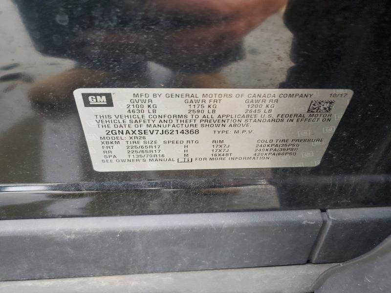 2018 Chevrolet Equinox მანქანა იყიდება აუქციონზე, vin: 2GNAXSEV7J6214368, აუქციონის ნომერი: 60436956