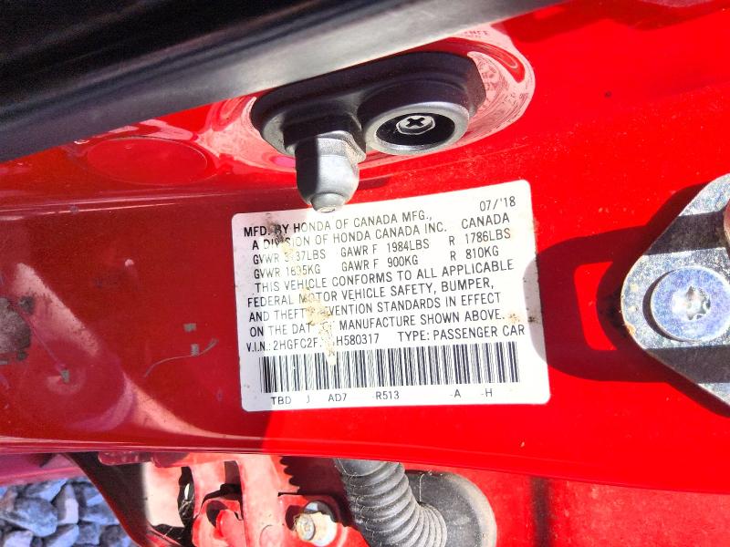 Продажа на аукционе авто 2018 Honda Civic, vin: 2HGFC2F70JH580317, номер лота: 61229326