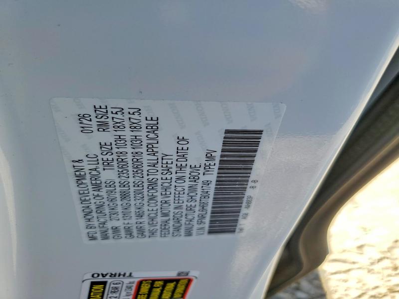 2026 Honda Odyssey მანქანა იყიდება აუქციონზე, vin: 5FNRL6H68TB041749, აუქციონის ნომერი: 60474236