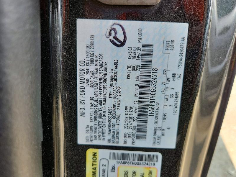 Продаж на аукціоні авто 2016 Ford Mustang, vin: 1FA6P8TH0G5324218, номер лоту: 59406346