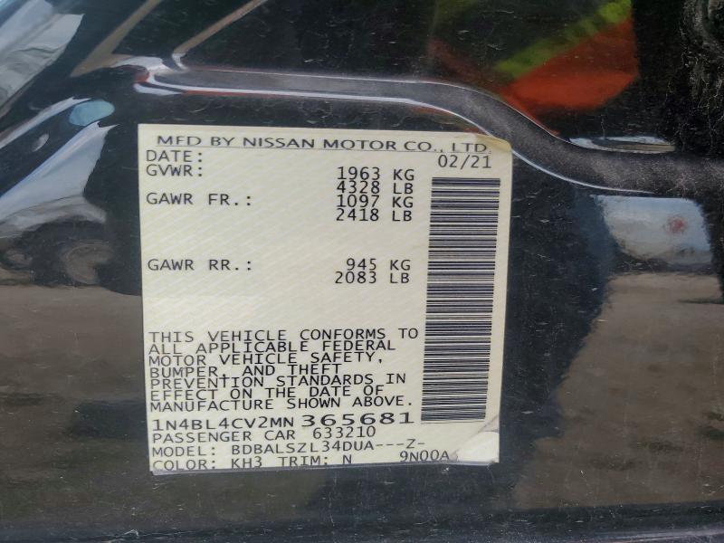 Продаж на аукціоні авто 2021 Nissan Altima, vin: 1N4BL4CV2MN365681, номер лоту: 62712556