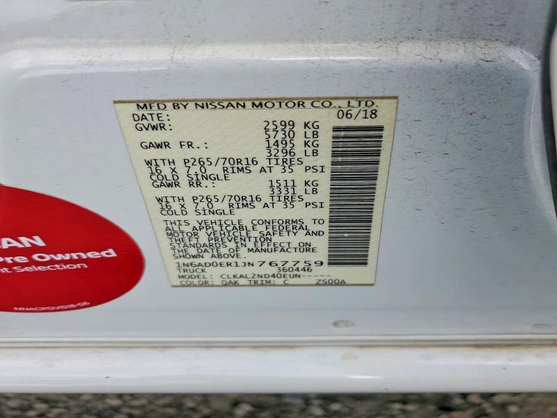 Продажа на аукционе авто 2018 Nissan Frontier, vin: 1N6AD0ER1JN767759, номер лота: 62001186