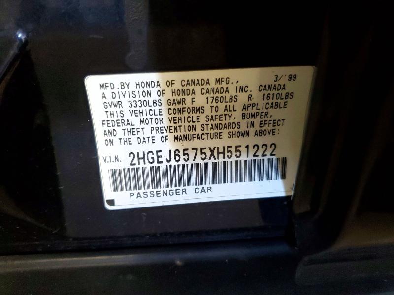 Продаж на аукціоні авто 1999 Honda Civic, vin: 2HGEJ6575XH551222, номер лоту: 59224236