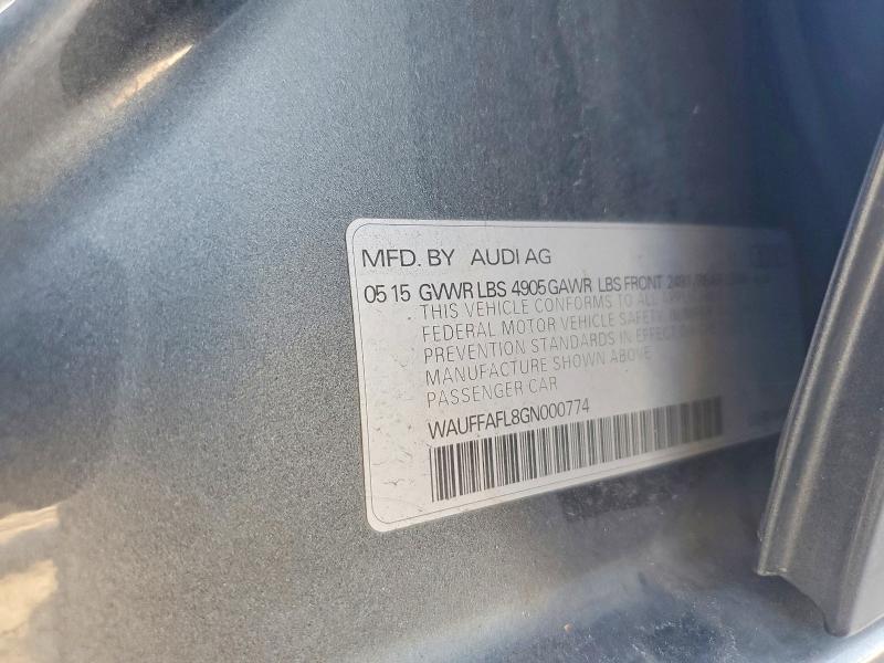 Aukcja sprzedaży 2016 Audi A4, vin: WAUFFAFL8GN000774, numer aukcji: 59897526