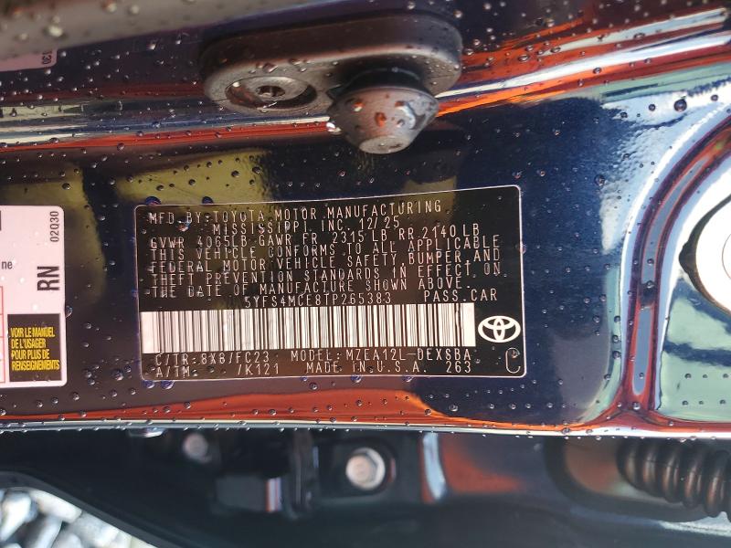 61601556 :رقم المزاد ، 5YFS4MCE8TP265383 vin ، 2026 Toyota Corolla مزاد بيع